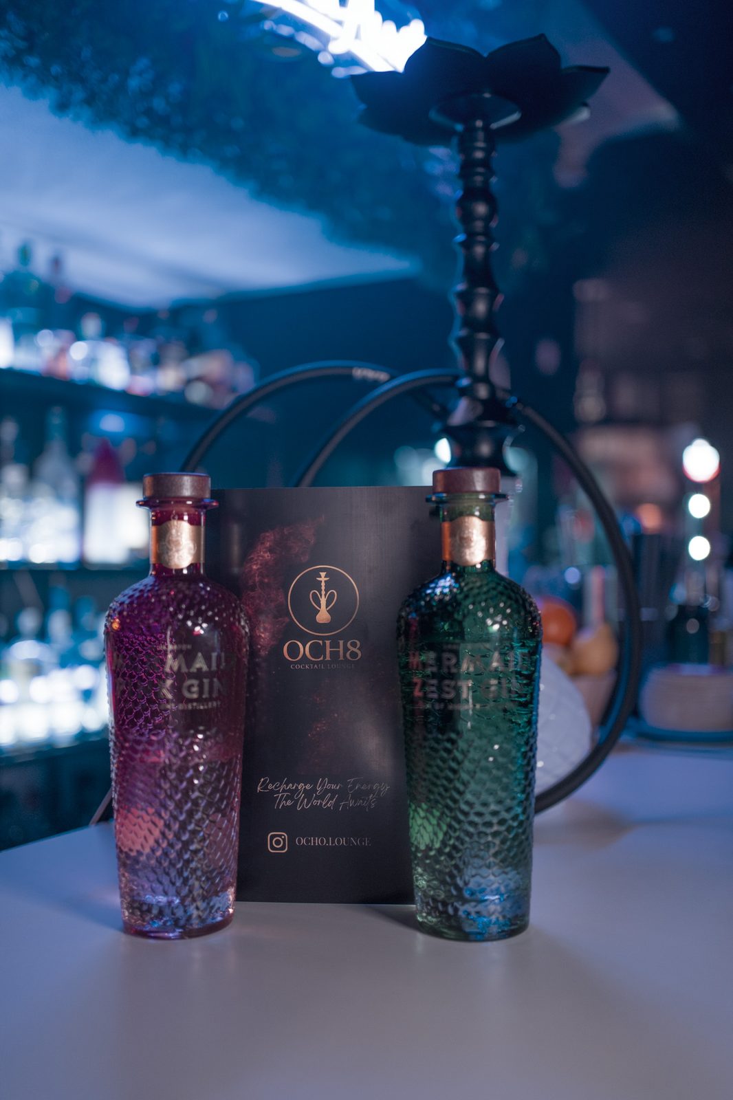 Destilados premium en la barra de OCH8 Alicante